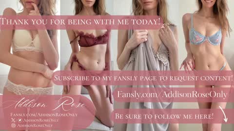 Addison Rose  I am currently away for the holiday weekend. Streams start again on 1242024. Enjoy the holiday online show from 16, 12, 2024