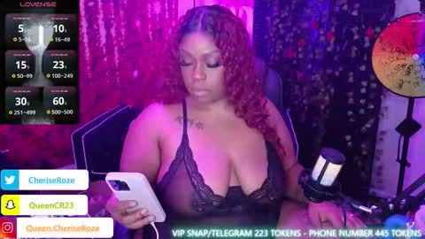 Snapshot of queencroze chatting on 23, 11, 2025 Queen Cherise Roze online show from 23, 11, 2025