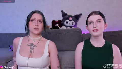 Snapshot of sleepingduo chatting on 13, 7, 2026 Hi We are Iva and Angela Nice to meet u 3 online show from 13, 7, 2026